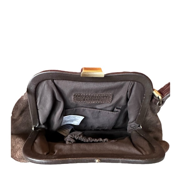 Vintage Laura Ashley Brown Leather Suede & Faux Croc Clasp Handbag - Picture 7 of 11